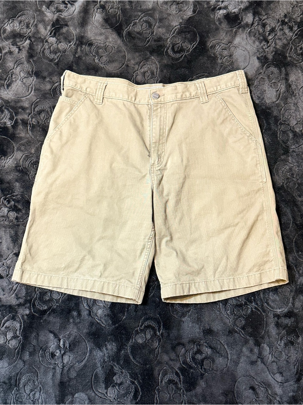 Carhartt Mens 38 Relaxed Fit Khaki Canvas Carpenter Shorts Workwear 9”